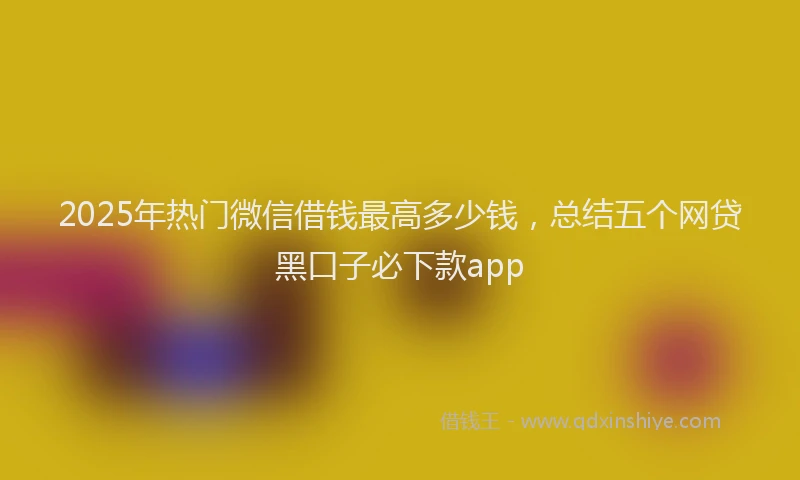 2025年热门微信借钱最高多少钱，总结五个网贷黑口子必下款app
