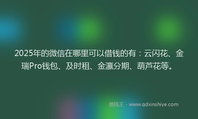 2025年的微信在哪里可以借钱的有：云闪花、金瑞Pro钱包、及时租、金瀛分期、葫芦花等。