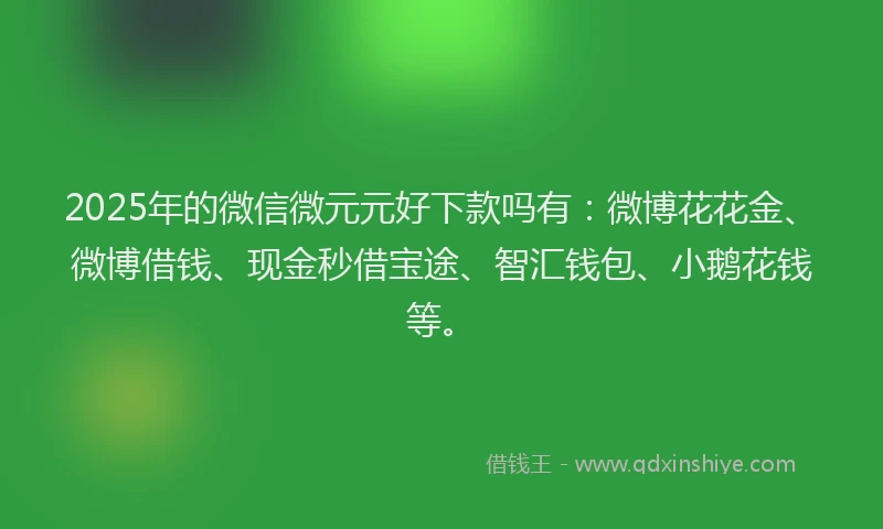 2025年的微信微元元好下款吗有：微博花花金、微博借钱、现金秒借宝途、智汇钱包、小鹅花钱等。