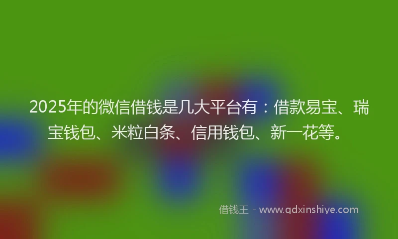 2025年的微信借钱是几大平台有：借款易宝、瑞宝钱包、米粒白条、信用钱包、新一花等。