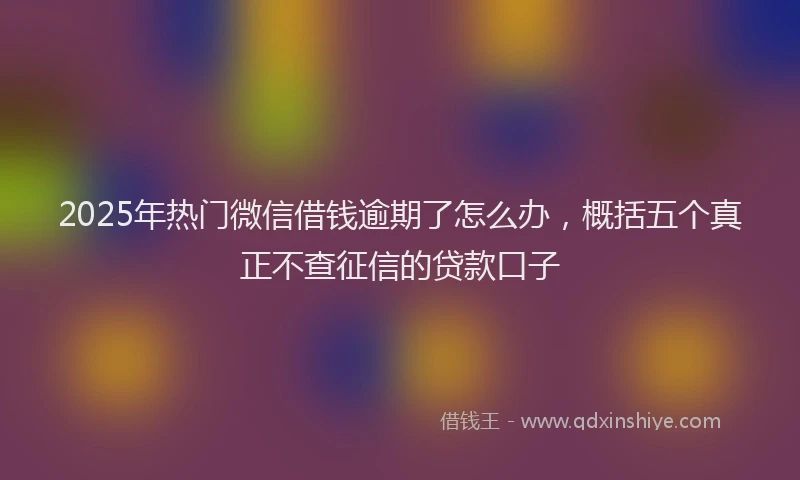 2025年热门微信借钱逾期了怎么办，概括五个真正不查征信的贷款口子