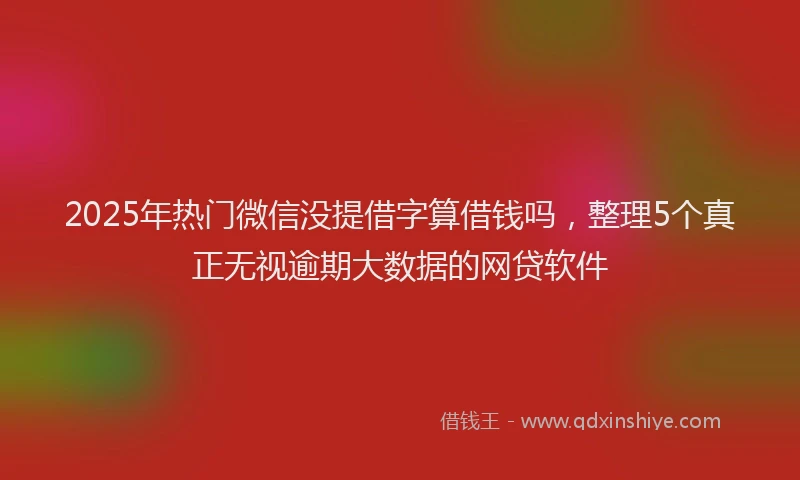2025年热门微信没提借字算借钱吗，整理5个真正无视逾期大数据的网贷软件