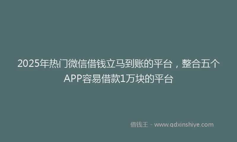 2025年热门微信借钱立马到账的平台，整合五个APP容易借款1万块的平台