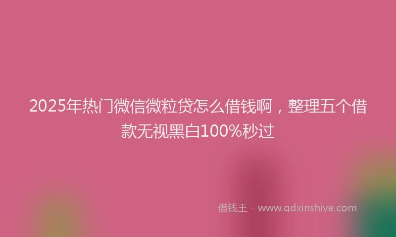 2025年热门微信微粒贷怎么借钱啊，整理五个借款无视黑白100%秒过