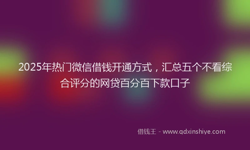 2025年热门微信借钱开通方式，汇总五个不看综合评分的网贷百分百下款口子
