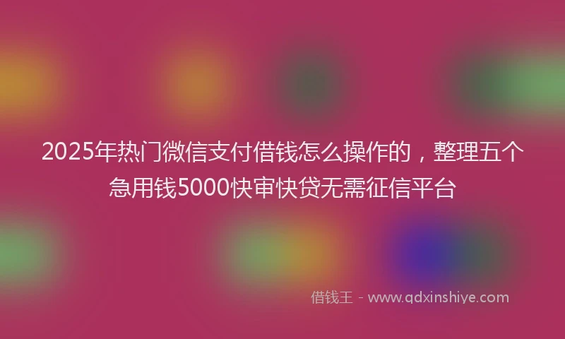2025年热门微信支付借钱怎么操作的，整理五个急用钱5000快审快贷无需征信平台