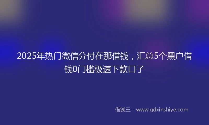 2025年热门微信分付在那借钱，汇总5个黑户借钱0门槛极速下款口子