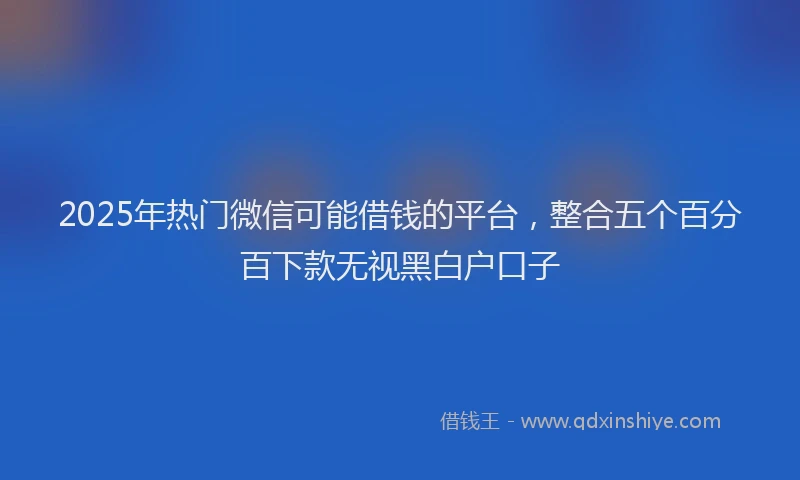 2025年热门微信可能借钱的平台，整合五个百分百下款无视黑白户口子