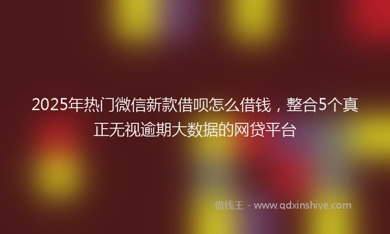 2025年热门微信新款借呗怎么借钱，整合5个真正无视逾期大数据的网贷平台