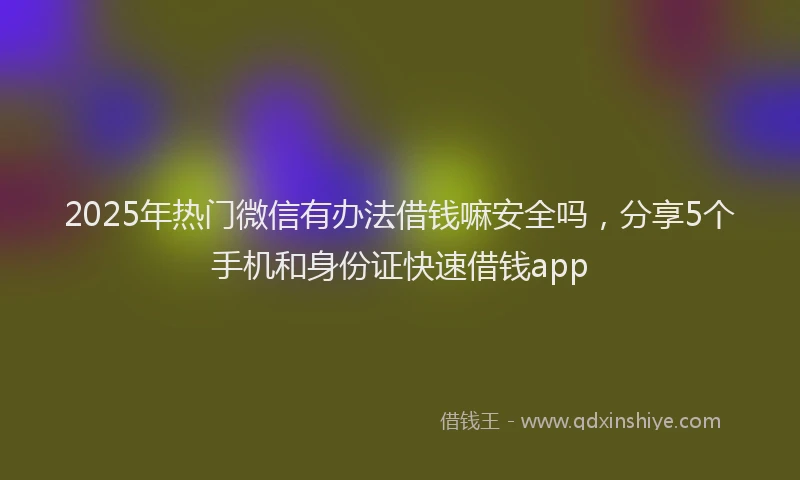 2025年热门微信有办法借钱嘛安全吗，分享5个手机和身份证快速借钱app