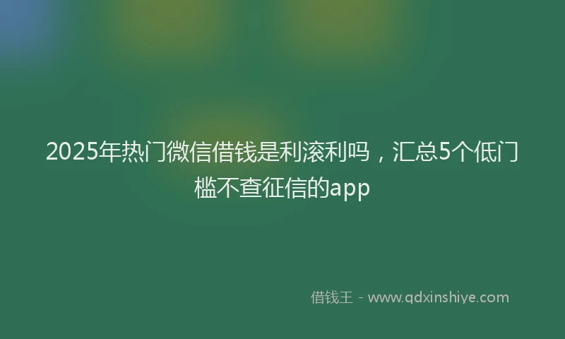 2025年热门微信借钱是利滚利吗，汇总5个低门槛不查征信的app