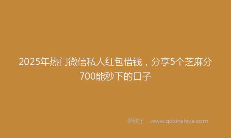 2025年热门微信私人红包借钱，分享5个芝麻分700能秒下的口子