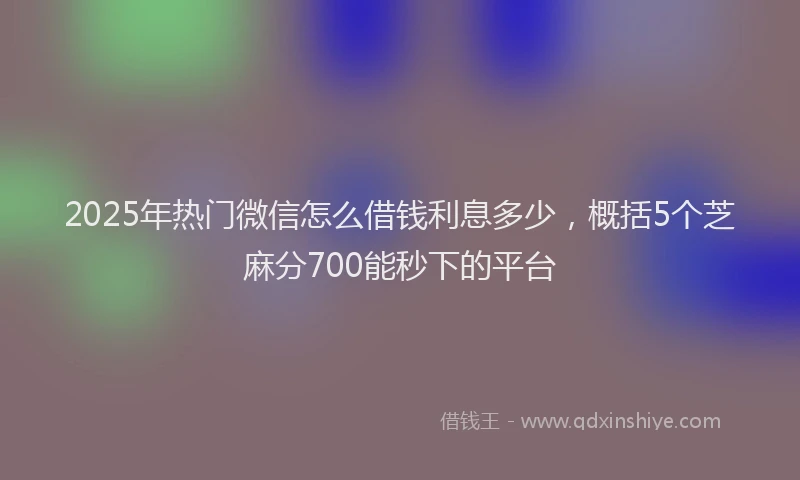 2025年热门微信怎么借钱利息多少，概括5个芝麻分700能秒下的平台