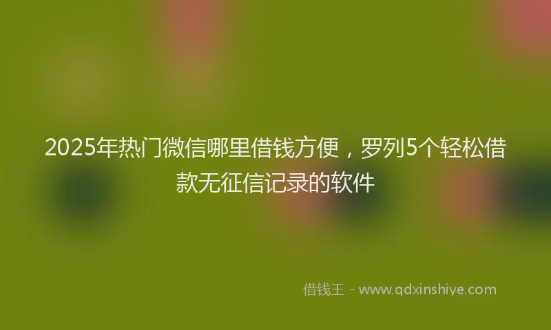 2025年热门微信哪里借钱方便，罗列5个轻松借款无征信记录的软件