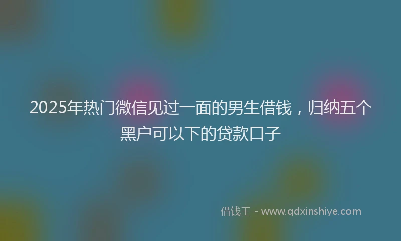 2025年热门微信见过一面的男生借钱，归纳五个黑户可以下的贷款口子