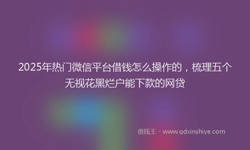 2025年热门微信平台借钱怎么操作的，梳理五个无视花黑烂户能下款的网贷