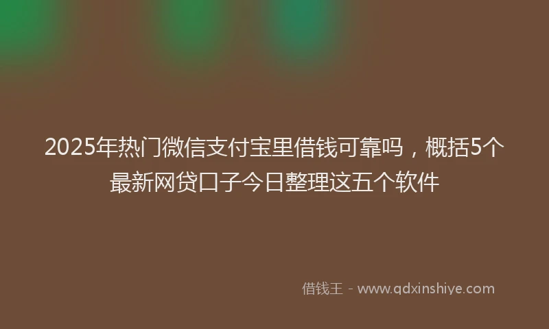 2025年热门微信支付宝里借钱可靠吗，概括5个最新网贷口子今日整理这五个软件