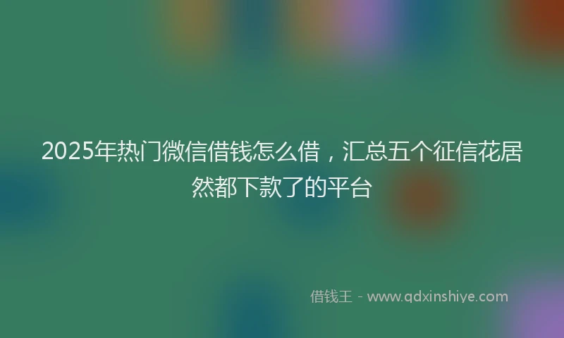 2025年热门微信借钱怎么借，汇总五个征信花居然都下款了的平台