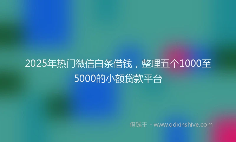 2025年热门微信白条借钱，整理五个1000至5000的小额贷款平台