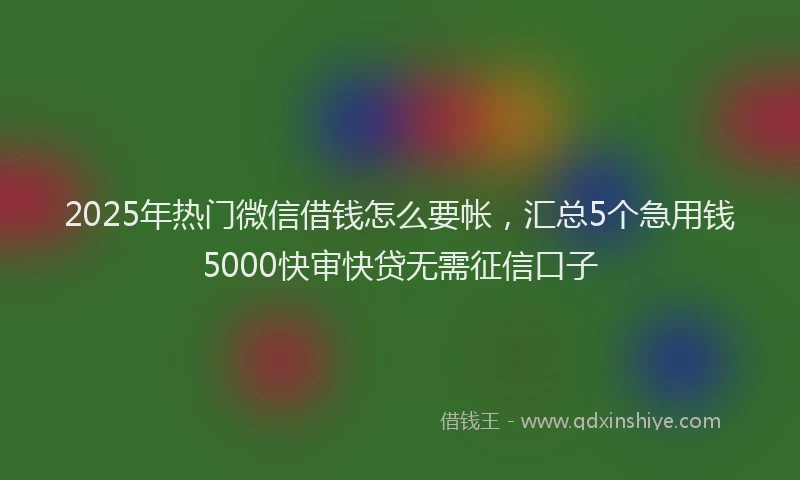 2025年热门微信借钱怎么要帐，汇总5个急用钱5000快审快贷无需征信口子