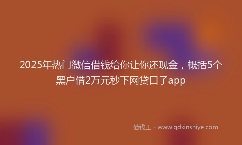 2025年热门微信借钱给你让你还现金，概括5个黑户借2万元秒下网贷口子app