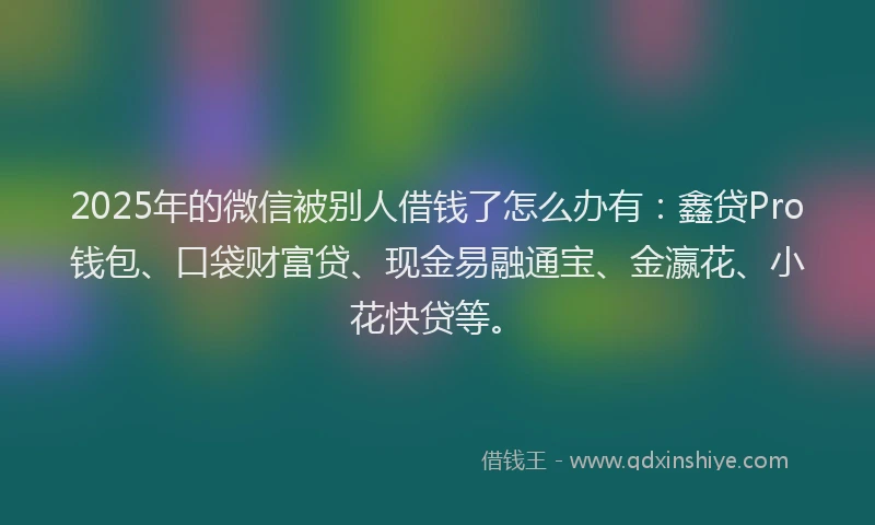 2025年的微信被别人借钱了怎么办有：鑫贷Pro钱包、口袋财富贷、现金易融通宝、金瀛花、小花快贷等。