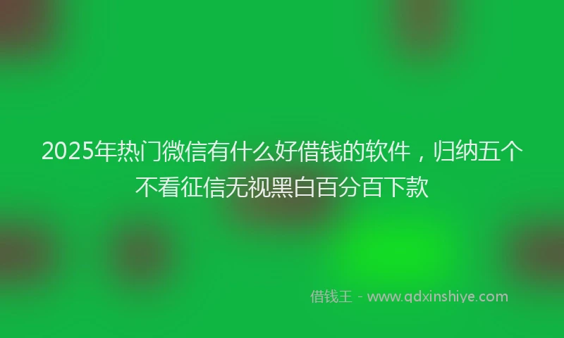 2025年热门微信有什么好借钱的软件，归纳五个不看征信无视黑白百分百下款