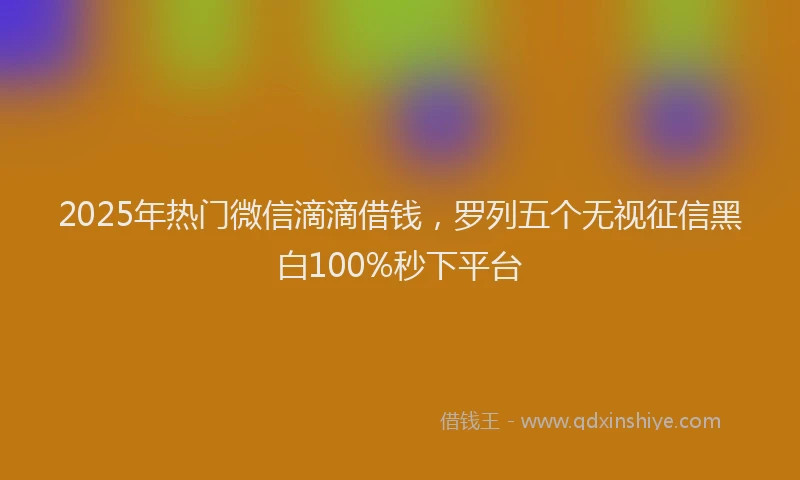 2025年热门微信滴滴借钱，罗列五个无视征信黑白100%秒下平台