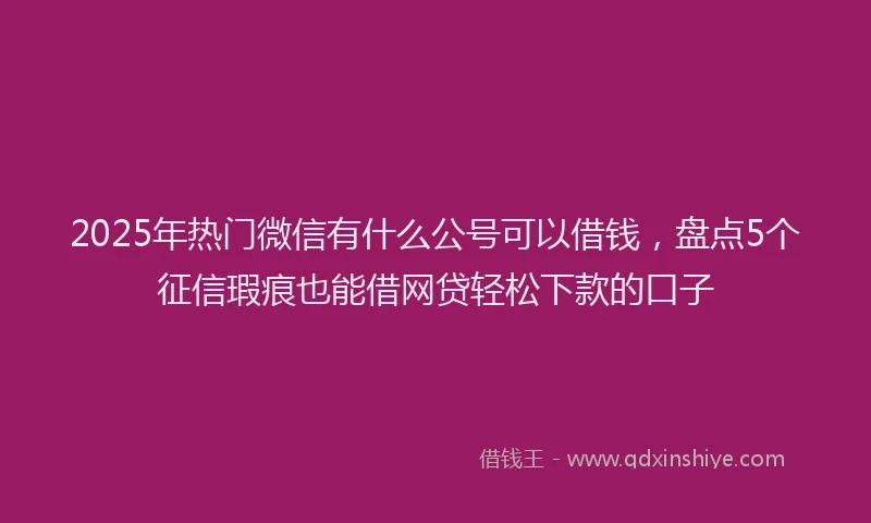2025年热门微信有什么公号可以借钱，盘点5个征信瑕疵也能借网贷轻松下款的口子