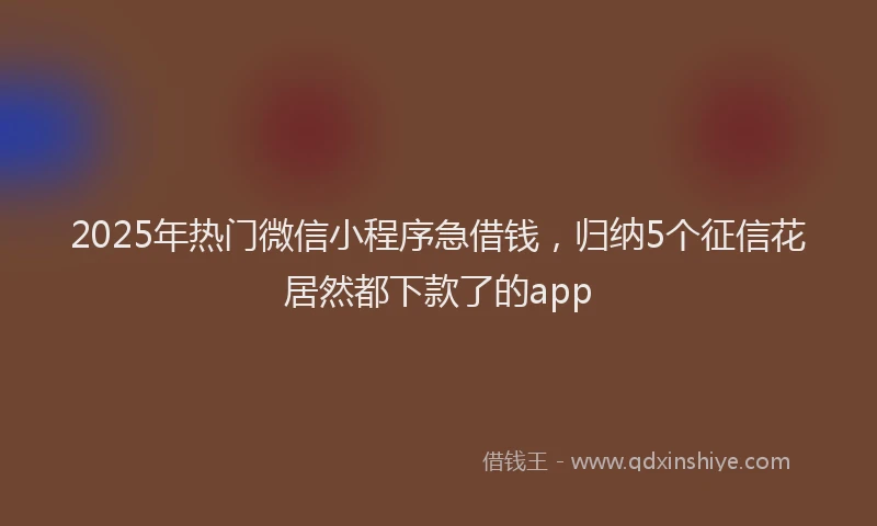 2025年热门微信小程序急借钱，归纳5个征信花居然都下款了的app