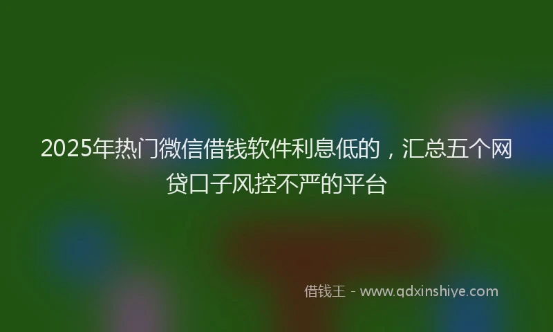 2025年热门微信借钱软件利息低的，汇总五个网贷口子风控不严的平台