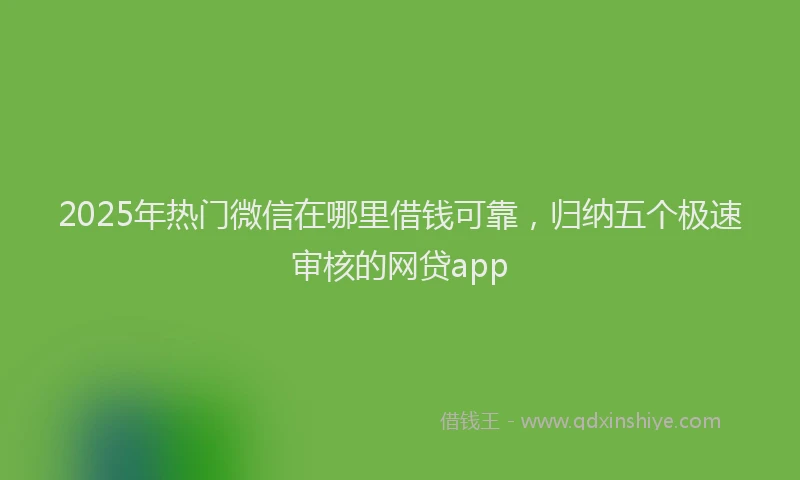 2025年热门微信在哪里借钱可靠，归纳五个极速审核的网贷app