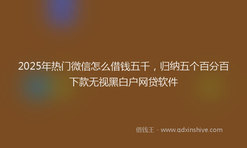 2025年热门微信怎么借钱五千，归纳五个百分百下款无视黑白户网贷软件
