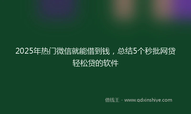 2025年热门微信就能借到钱，总结5个秒批网贷轻松贷的软件