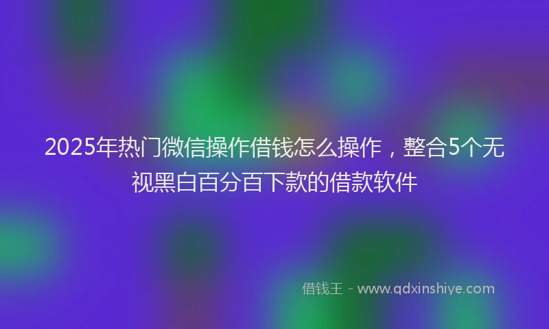 2025年热门微信操作借钱怎么操作，整合5个无视黑白百分百下款的借款软件