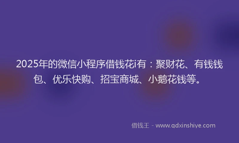 2025年的微信小程序借钱花i有：聚财花、有钱钱包、优乐快购、招宝商城、小鹅花钱等。