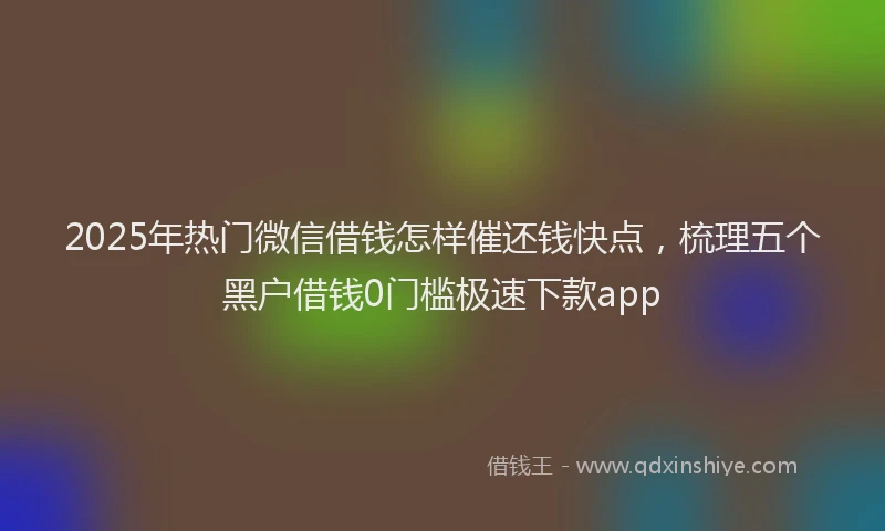 2025年热门微信借钱怎样催还钱快点，梳理五个黑户借钱0门槛极速下款app