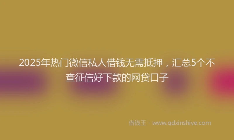 2025年热门微信私人借钱无需抵押，汇总5个不查征信好下款的网贷口子
