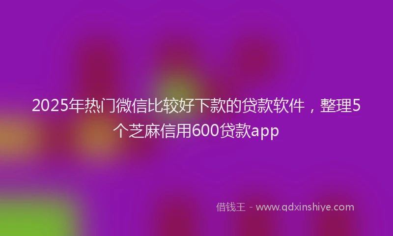 2025年热门微信比较好下款的贷款软件，整理5个芝麻信用600贷款app