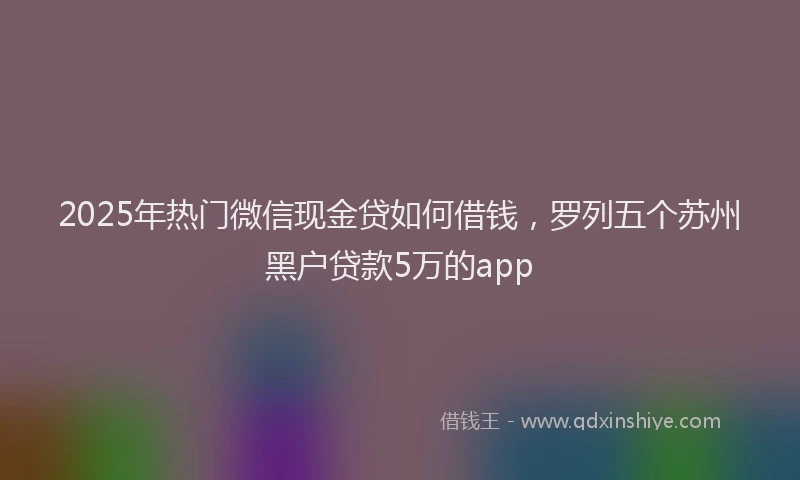 2025年热门微信现金贷如何借钱，罗列五个苏州黑户贷款5万的app