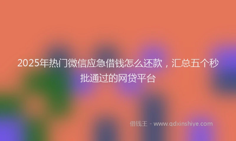 2025年热门微信应急借钱怎么还款，汇总五个秒批通过的网贷平台