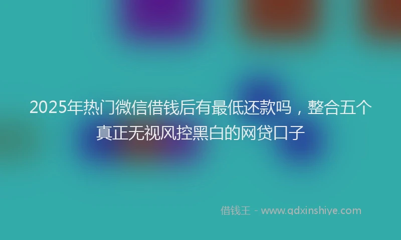 2025年热门微信借钱后有最低还款吗，整合五个真正无视风控黑白的网贷口子