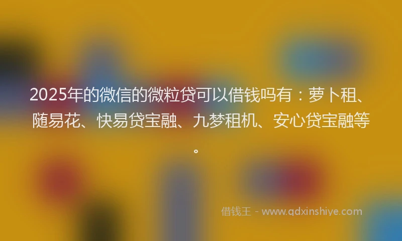 2025年的微信的微粒贷可以借钱吗有：萝卜租、随易花、快易贷宝融、九梦租机、安心贷宝融等。