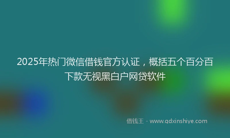 2025年热门微信借钱官方认证，概括五个百分百下款无视黑白户网贷软件