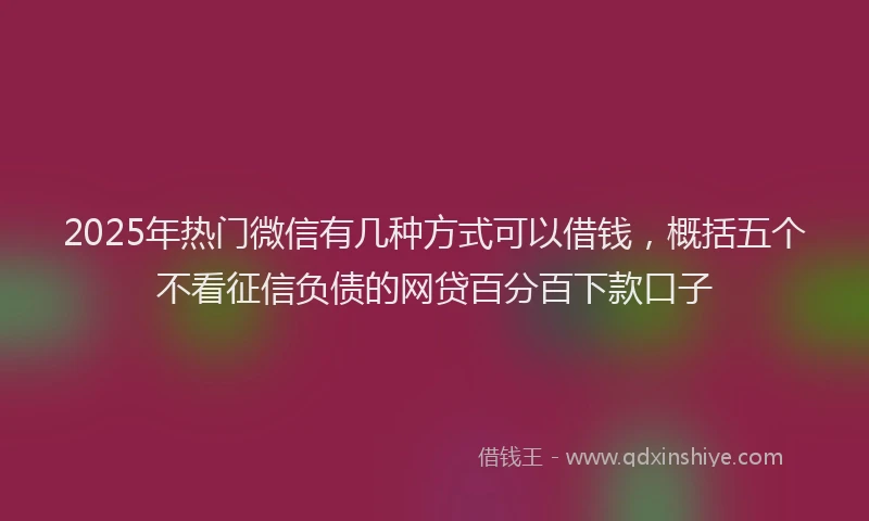 2025年热门微信有几种方式可以借钱，概括五个不看征信负债的网贷百分百下款口子