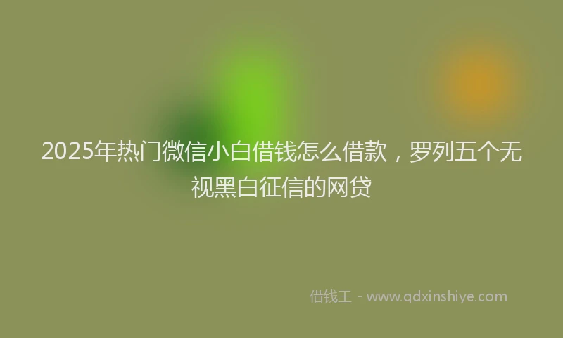 2025年热门微信小白借钱怎么借款，罗列五个无视黑白征信的网贷