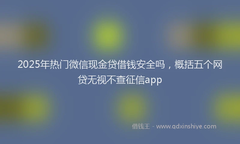 2025年热门微信现金贷借钱安全吗，概括五个网贷无视不查征信app