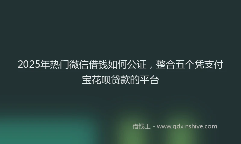 2025年热门微信借钱如何公证，整合五个凭支付宝花呗贷款的平台