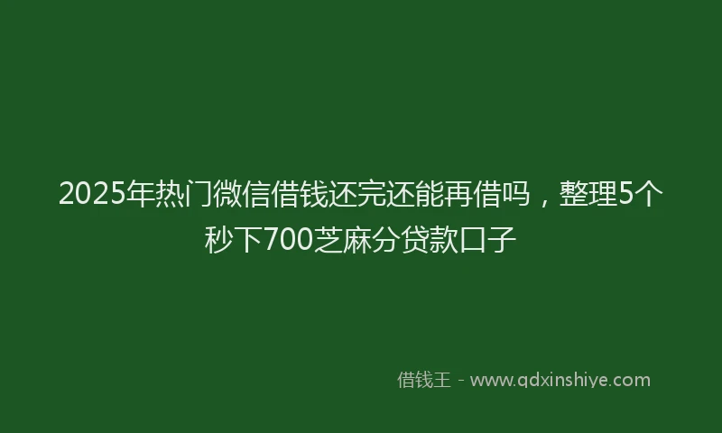 2025年热门微信借钱还完还能再借吗，整理5个秒下700芝麻分贷款口子