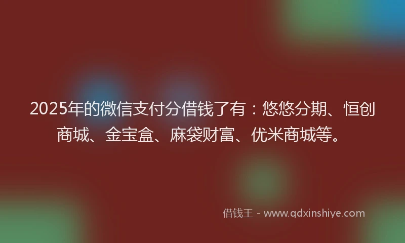 2025年的微信支付分借钱了有：悠悠分期、恒创商城、金宝盒、麻袋财富、优米商城等。